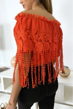 Top Bardot Rouge à Dentelles -Promos Raffinoux Boutique top bardot rouge a dentelles 4