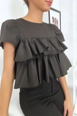 Promos Raffinoux Boutique -Promos Raffinoux Boutique top court a volants noir 1