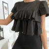 Top Court à Volants Noir