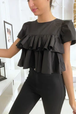 Top Court à Volants Noir