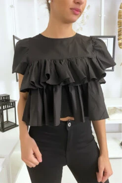 Top Court à Volants Noir -Promos Raffinoux Boutique top court a volants noir 3