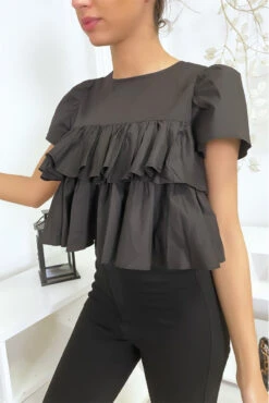 Top Court à Volants Noir -Promos Raffinoux Boutique top court a volants noir 4