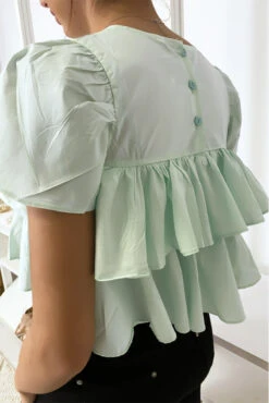 Top Court à Volants Vert D'eau -Promos Raffinoux Boutique top court a volants vert d eau 2