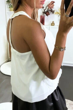 Top De Soirée Blanc Avec Motif Fleur En Tulle -Promos Raffinoux Boutique top de soiree blanc avec motif fleur en tulle 2