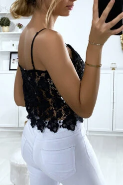 Top Débardeur Noir En Dentelle. Mode Femme Pas Cher -Promos Raffinoux Boutique top debardeur noir en dentelle mode femme pas cher 4