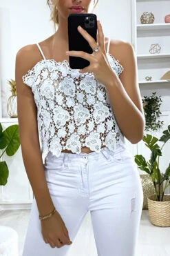 Top Débardeur Turquoise En Dentelle. Mode Femme Pas Cher -Promos Raffinoux Boutique top debardeur turquoise en dentelle mode femme pas cher 2