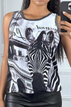 Top Noir En Voilage Bi Matière Imprimé -Promos Raffinoux Boutique top noir en voilage bi matiere imprime 2