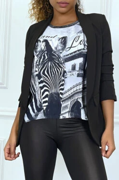 Top Noir En Voilage Bi Matière Imprimé -Promos Raffinoux Boutique top noir en voilage bi matiere imprime 5