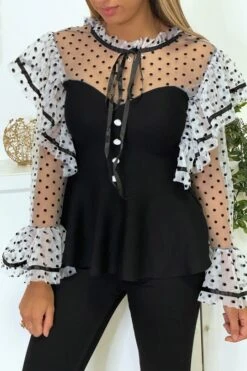 Top Noir Super Chic à Petit Pois -Promos Raffinoux Boutique top noir super chic a petit pois 6