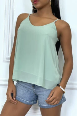 Top Vert D'eau Croisé Au Dos