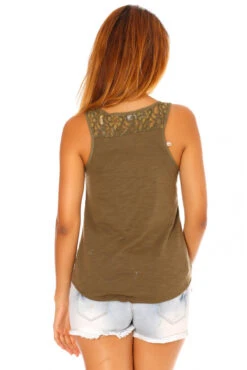 Vendu Par 3 Chemisier Sans Manches Kaki à Poche Strass Et Dos Dentelle. F2030 -Promos Raffinoux Boutique vendu par 3 chemisier sans manches kaki a poche strass et dos dentelle f2030 5